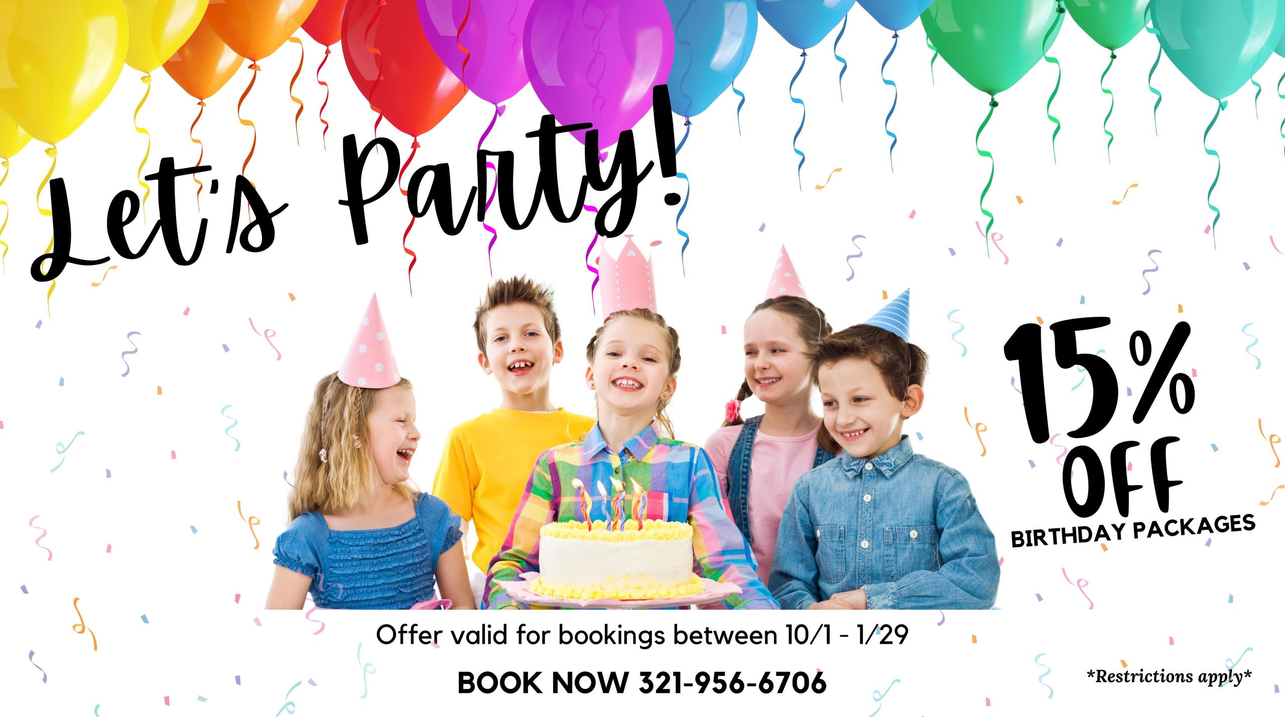 Celebrate your Birthday Party at Andretti Thrill Park between October 1st & October 29th & Get 15% OFF on any Birthday Package